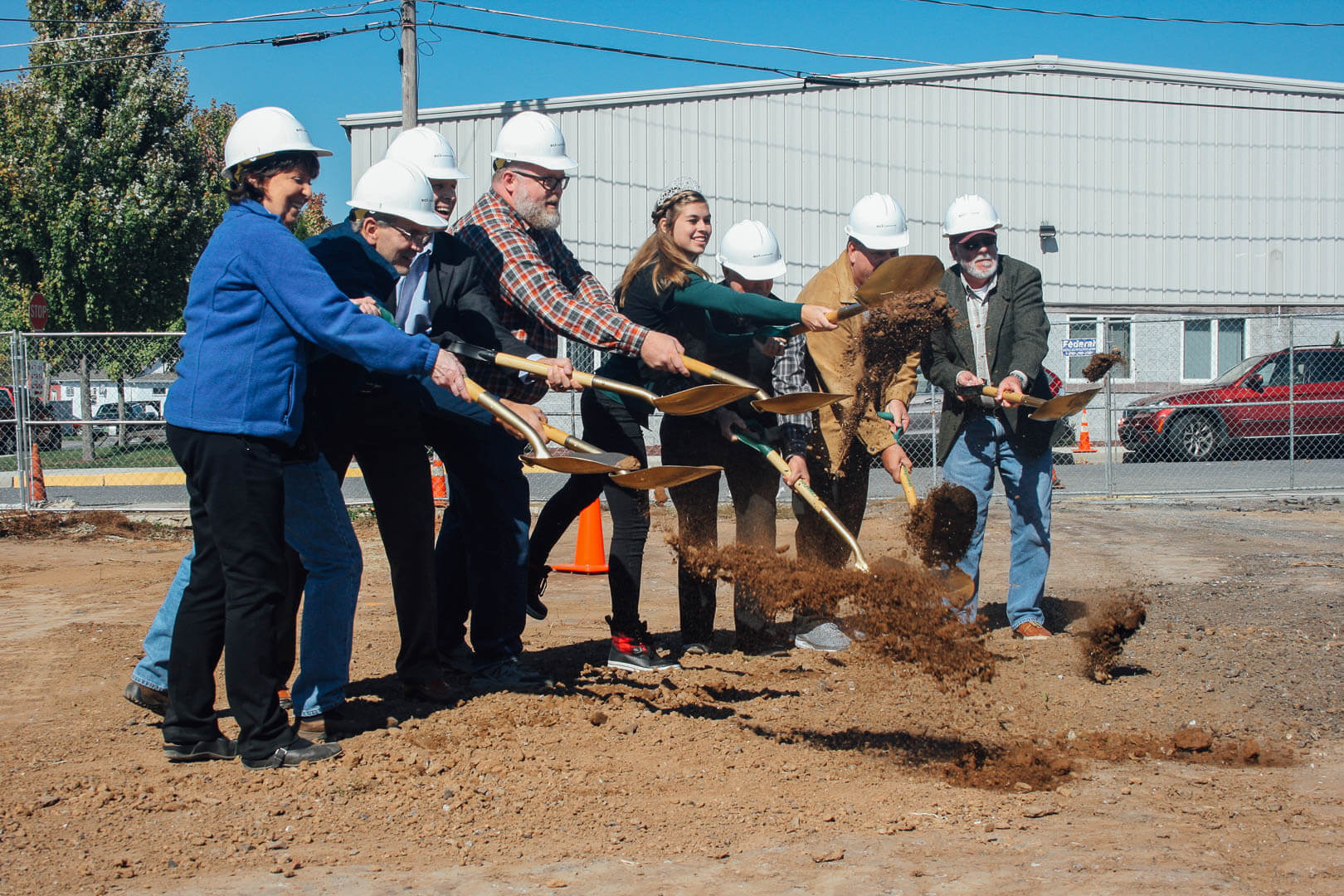 Breaking Ground at New Hope Ministries with shovels